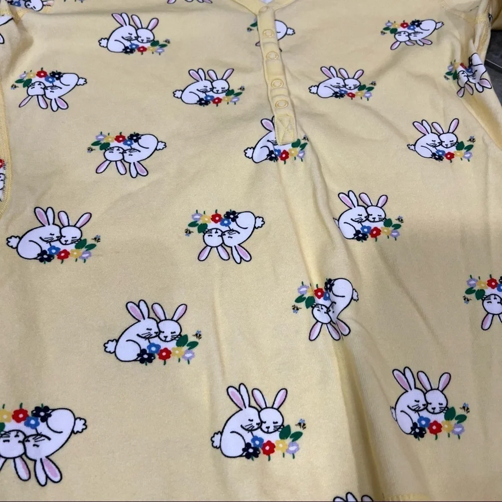 Hanna Andersson Pajama PJ Set Bunnys Girls Sz M Yellow Rabbits Cotton Comfy EUC